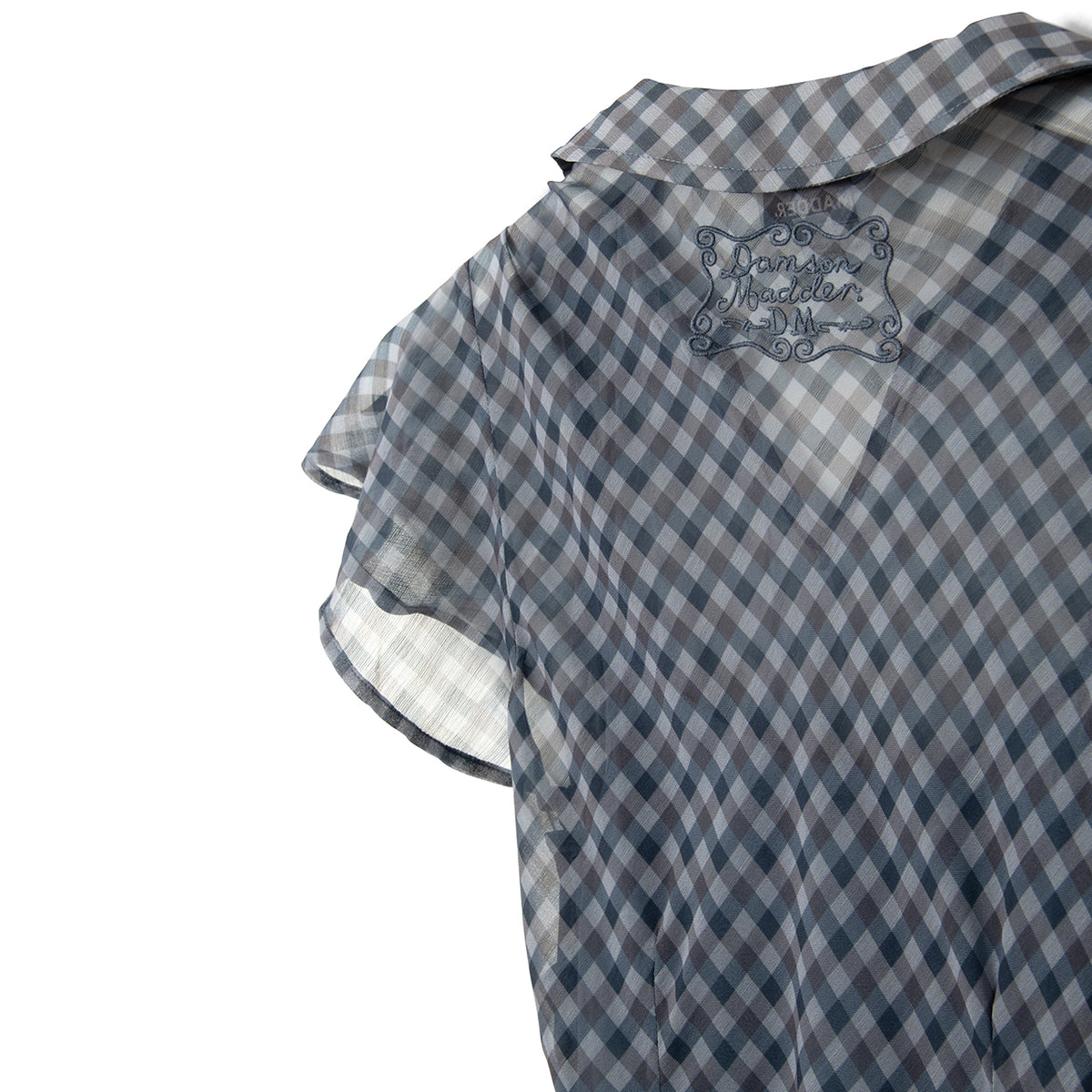 Damson Madder Hudson Sheer Midi Dress Willow Gingham / Blue Grey