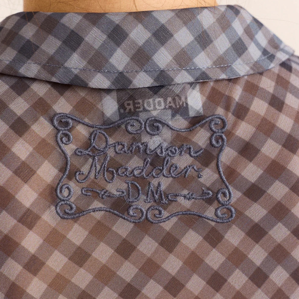 Damson Madder Hudson Sheer Midi Dress Willow Gingham / Blue Grey