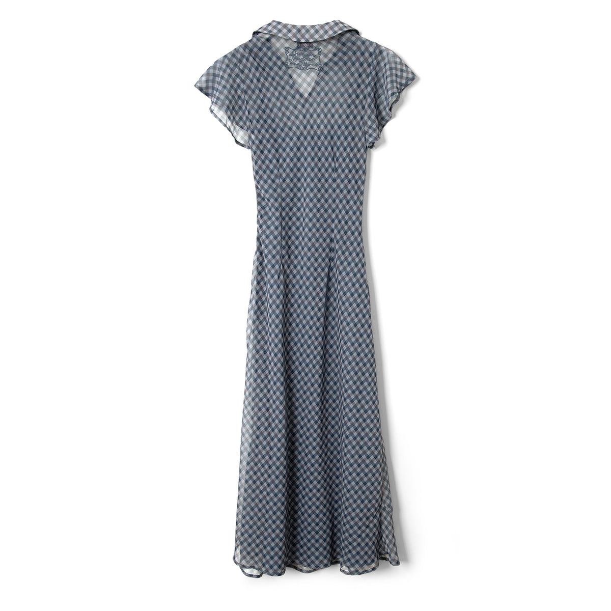 Damson Madder Hudson Sheer Midi Dress Willow Gingham / Blue Grey