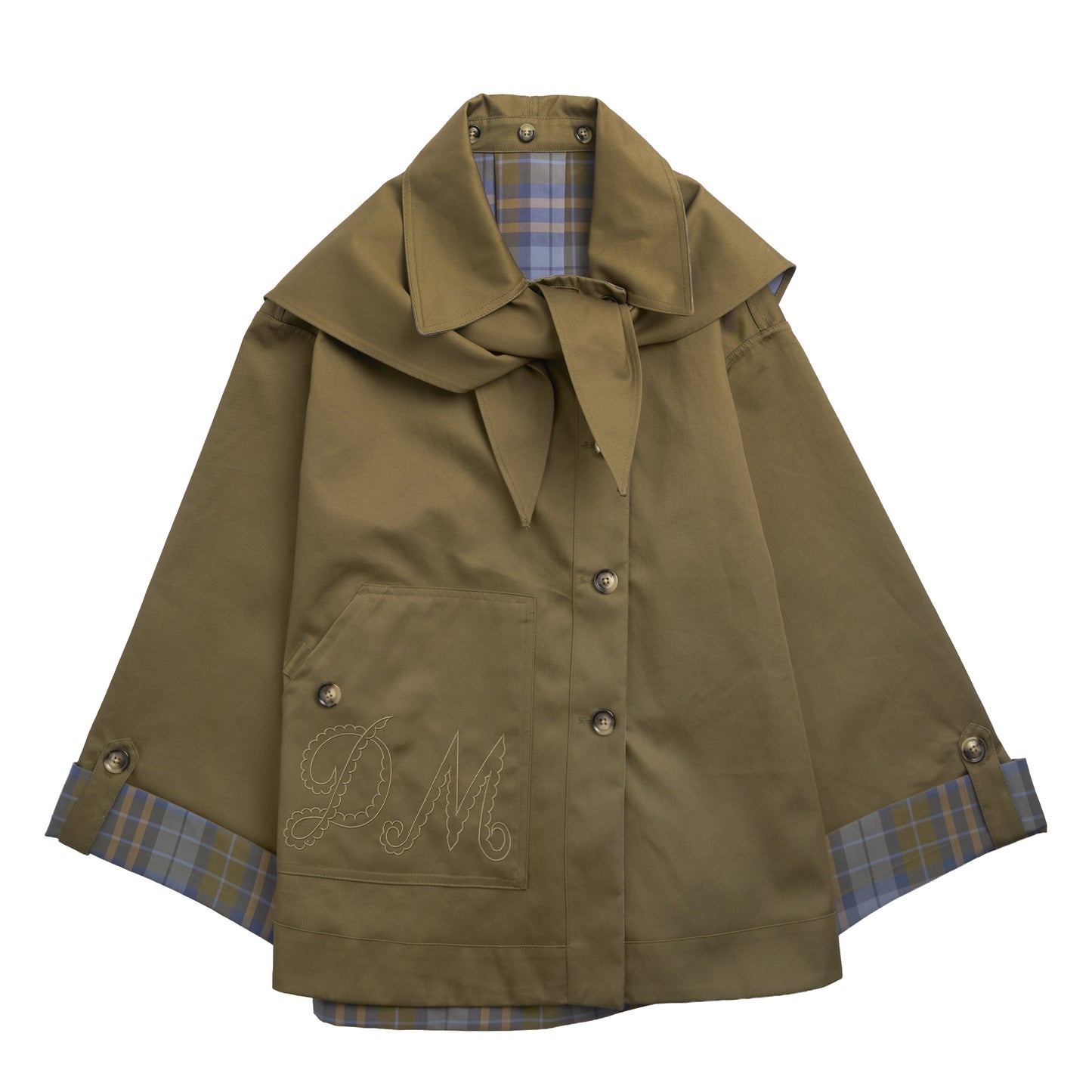 Damson Madder Jerry Crop Trench Coat Olive