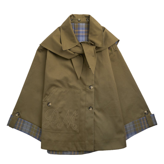 Damson Madder Jerry Crop Trench Coat Olive