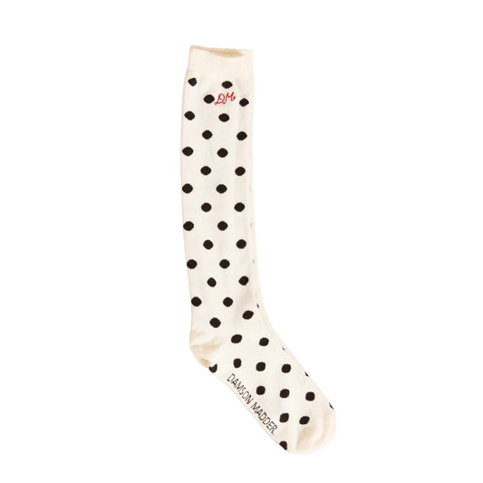 Damson Madder Knee High Polka Dot Socks Cream / Black