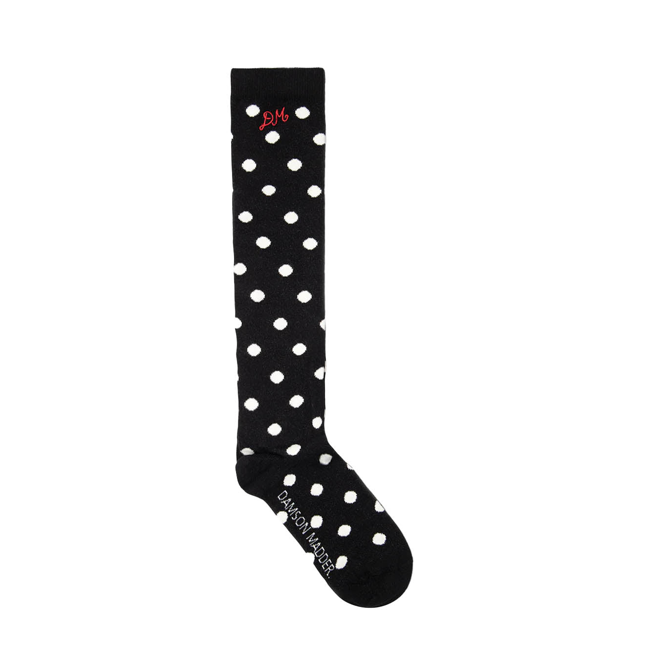 Damson Madder Knee High Polka Dot Socks Cream / Black - pam pam 
