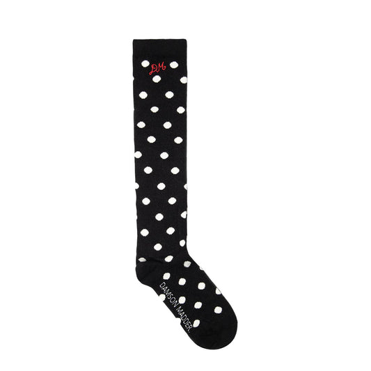 Damson Madder Knee High Polka Dot Socks Cream / Black