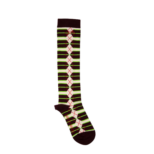 Damson Madder Knee High Socks Burg Argyle Stripe