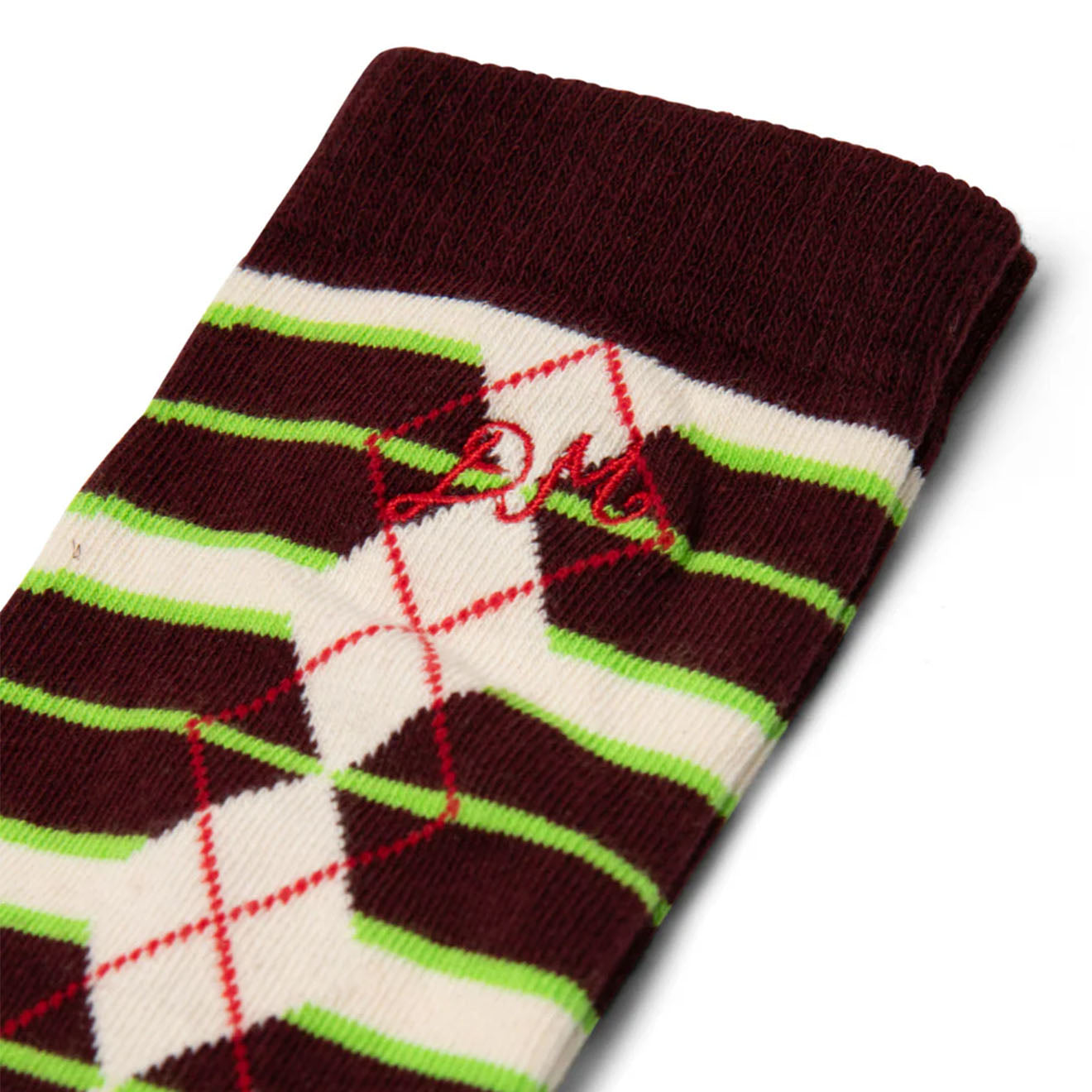 Damson Madder Knee High Socks Burg Argyle Stripe