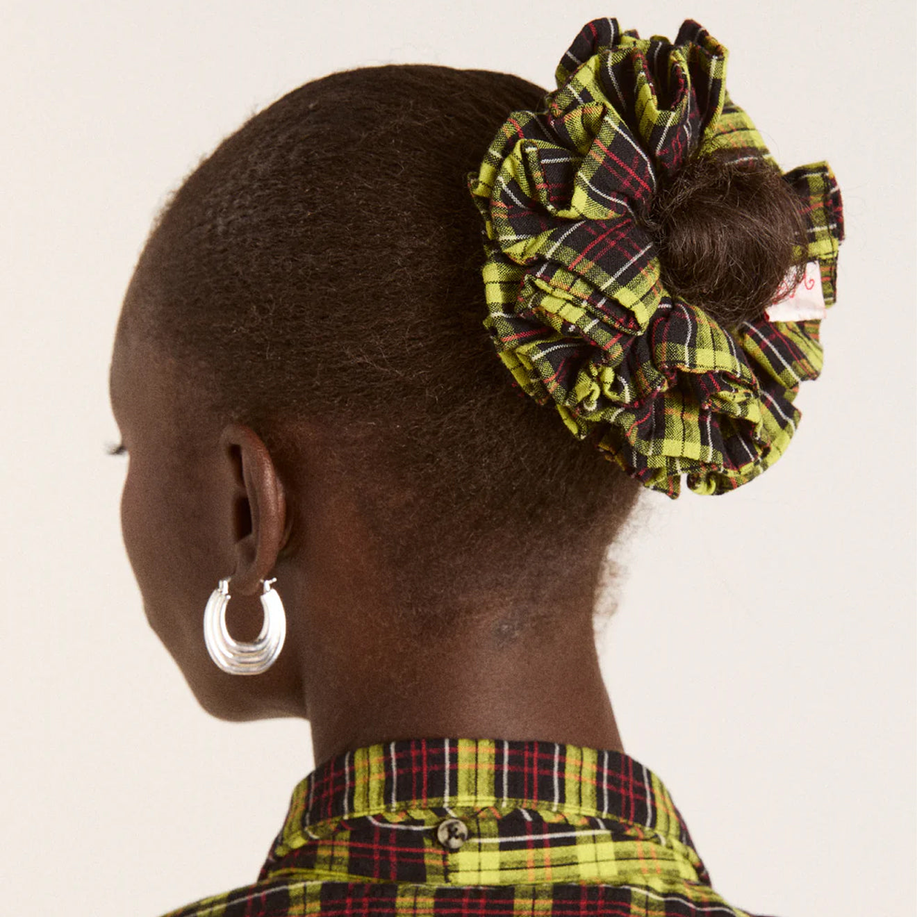 Damson Madder Garter Scrunchie Yellow Tartan - pam pam 