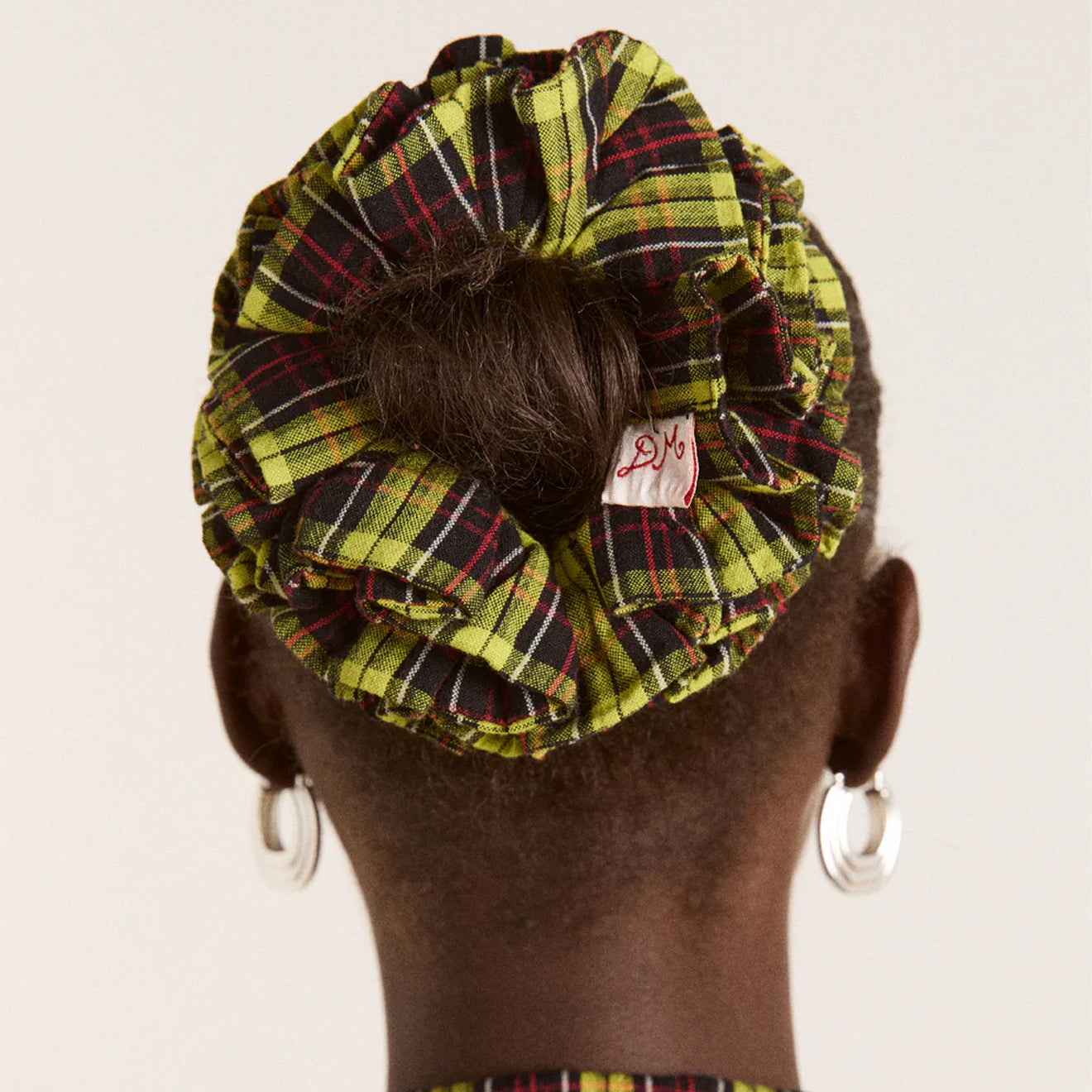 Damson Madder Garter Scrunchie Yellow Tartan - pam pam 