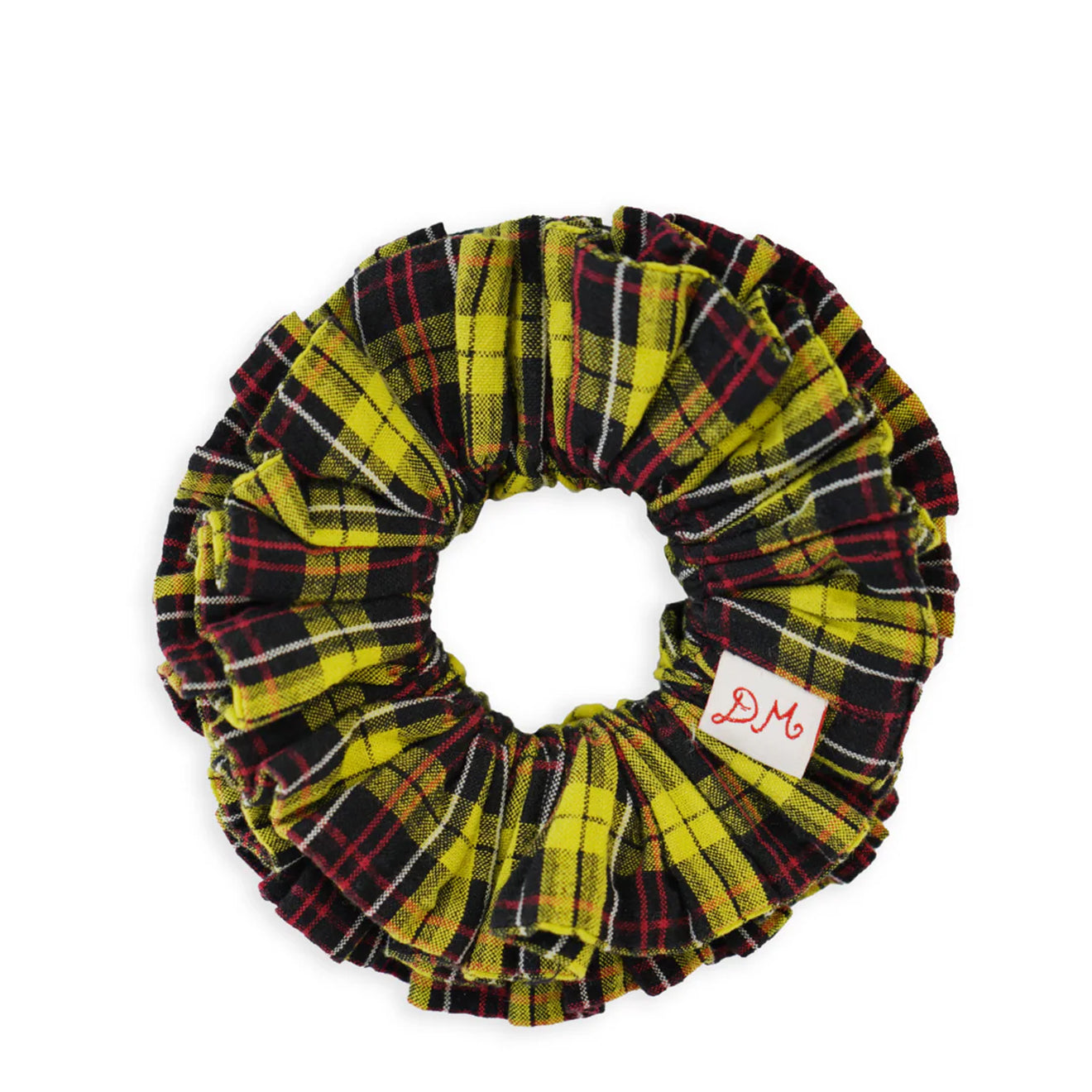 Damson Madder Garter Scrunchie Yellow Tartan - pam pam 