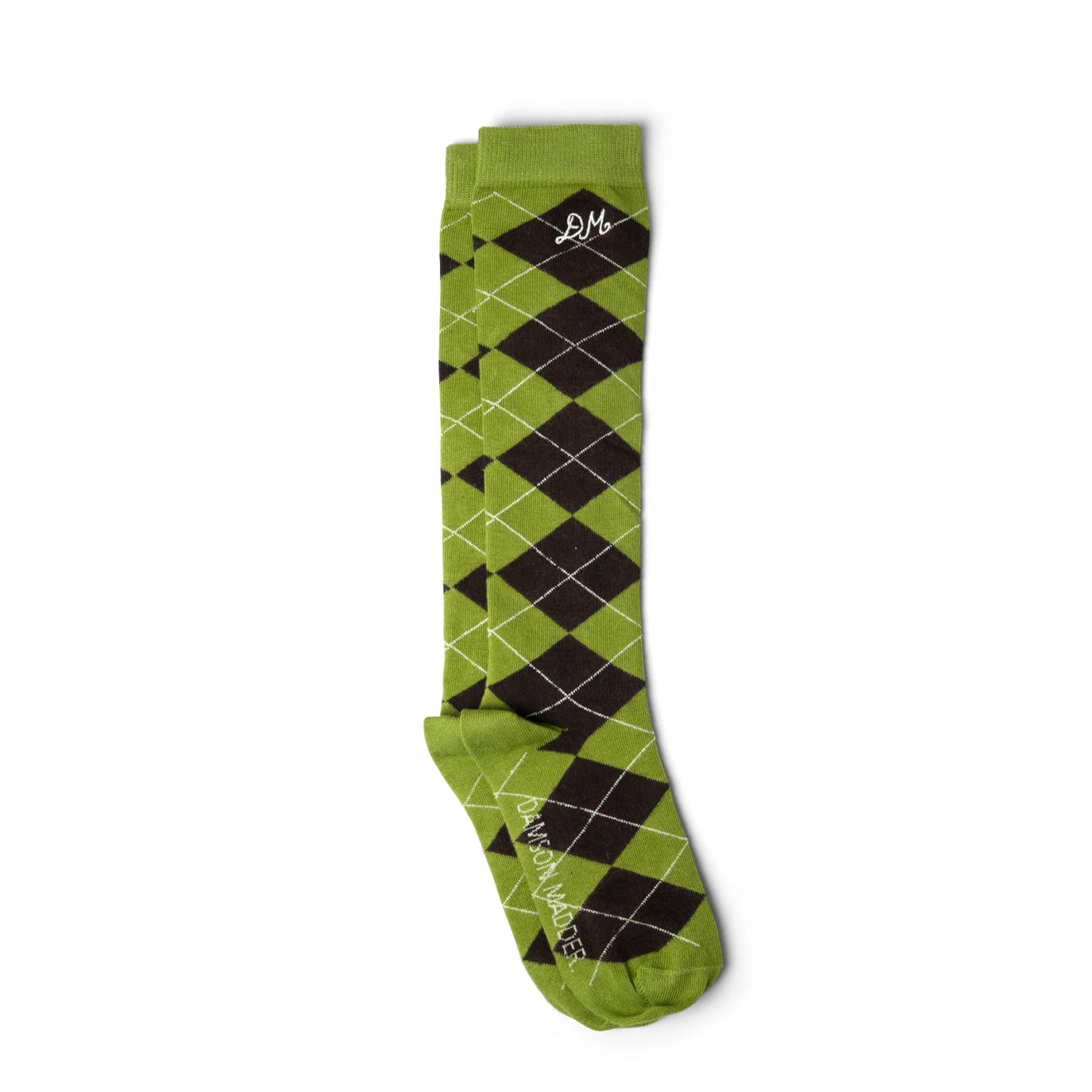 Damson Madder Knee Length Argyle Socks Olive / Burg - pam pam 