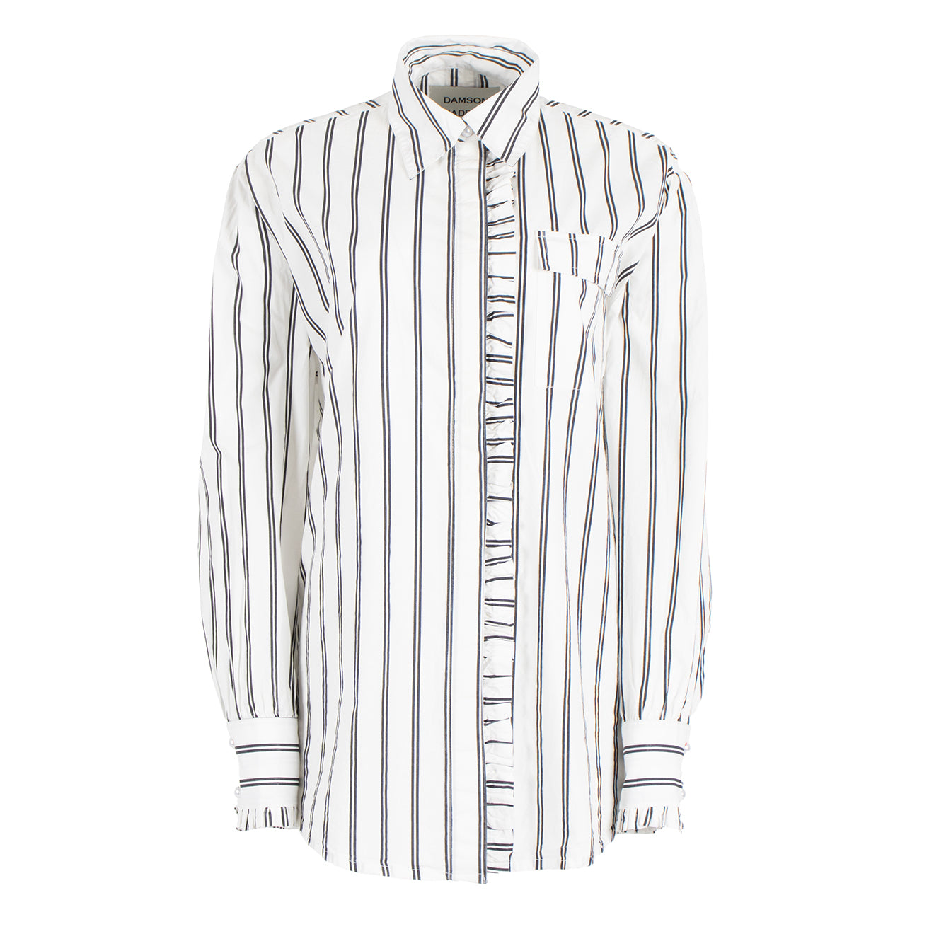 Damson Madder Kylie Ruffle Shirt White Stripe