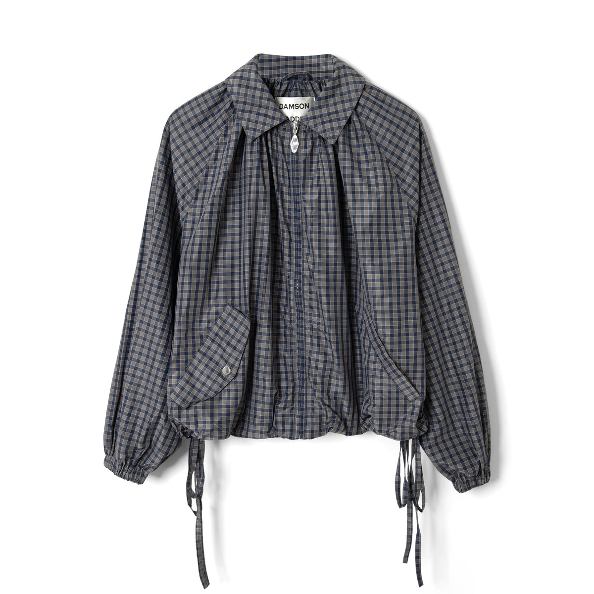 Damson Madder Lailah Lightweight Bomber Jacket Dark Grey / Check Grey