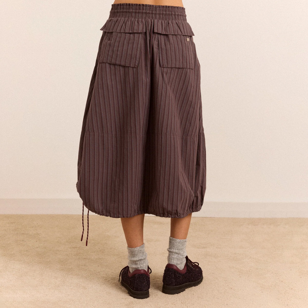 Damson Madder Lainey Midi Skirt Merlot Stripe