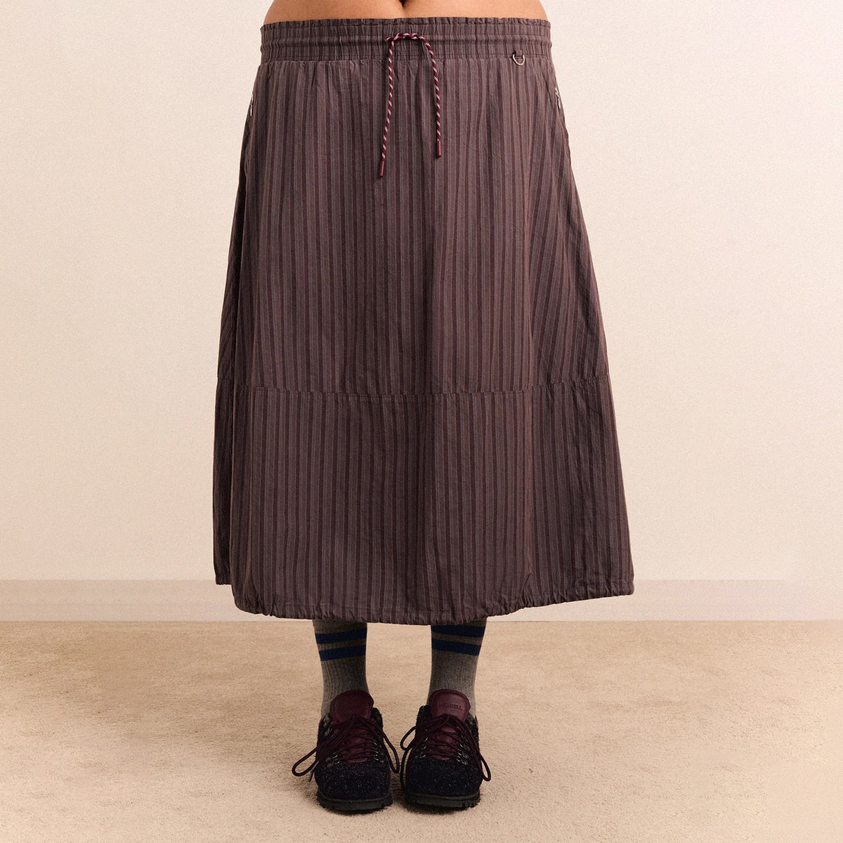 Damson Madder Lainey Midi Skirt Merlot Stripe