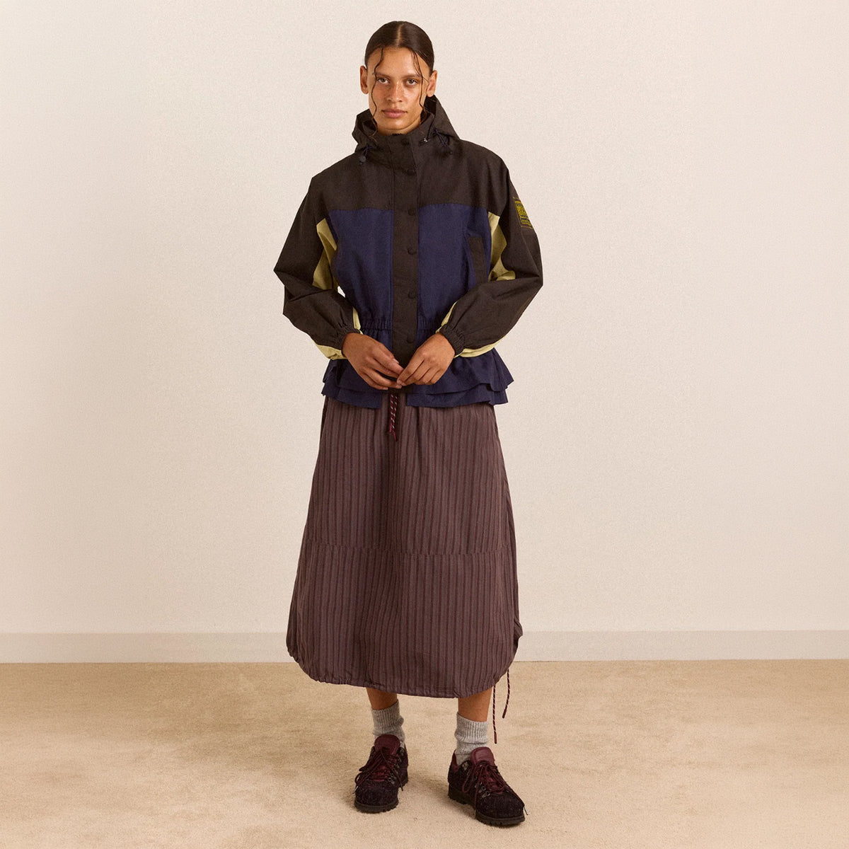 Damson Madder Lainey Midi Skirt Merlot Stripe