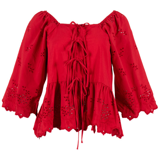 Damson Madder Lana Blouse Red Broderie -