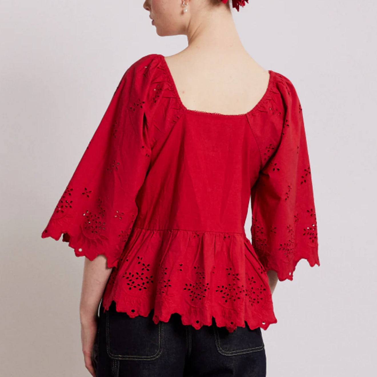 Damson Madder Lana Blouse Red Broderie -