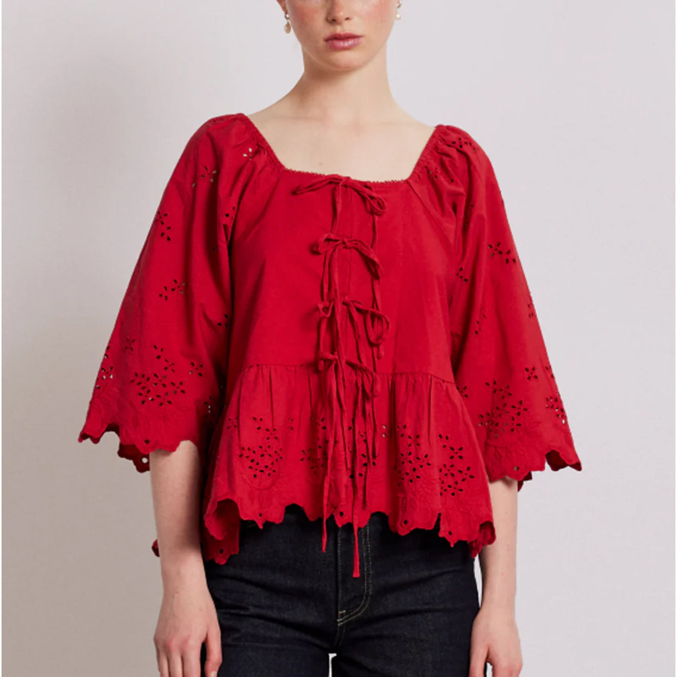 Damson Madder Lana Blouse Red Broderie -