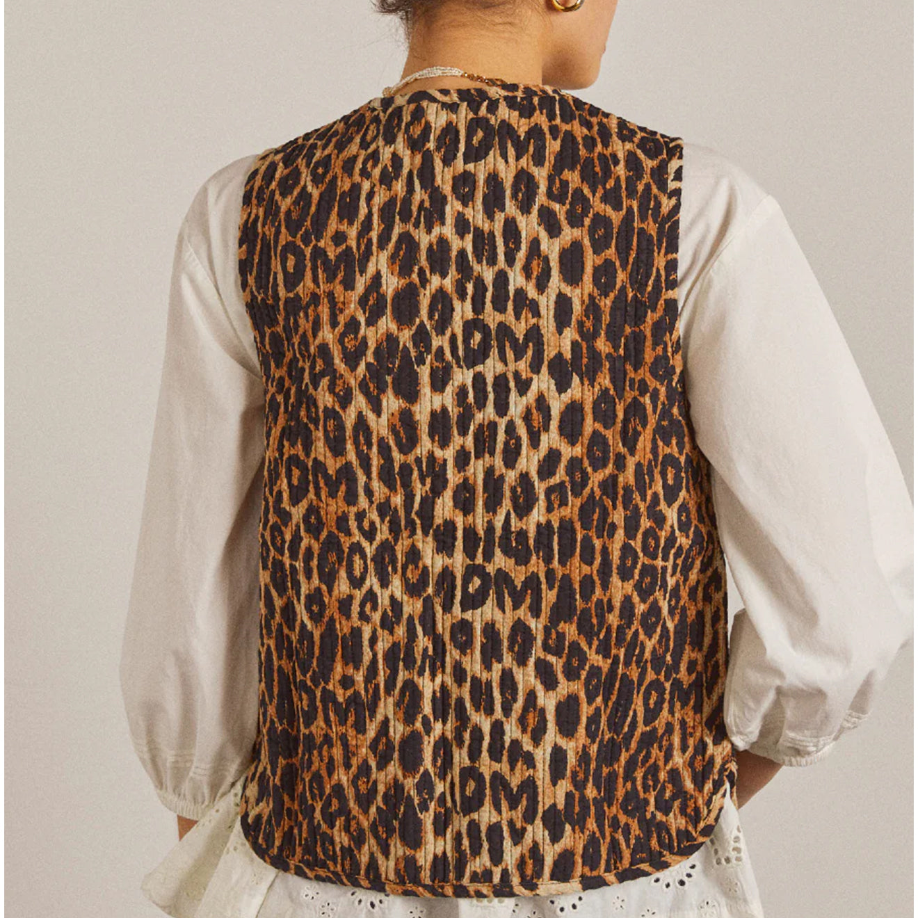 Damson Madder Leopard Tie Front Tilly Gilet Brown