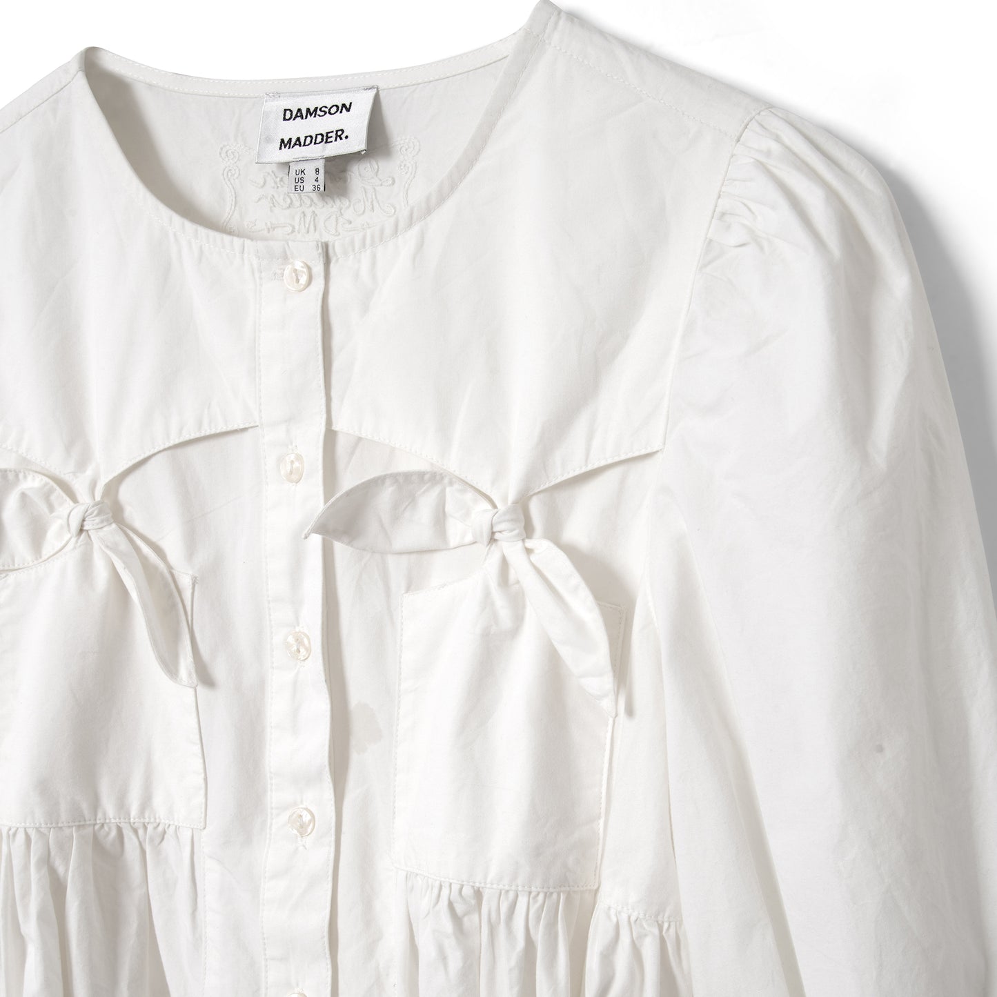 Damson Madder Lettie Bow Detail Blouse White