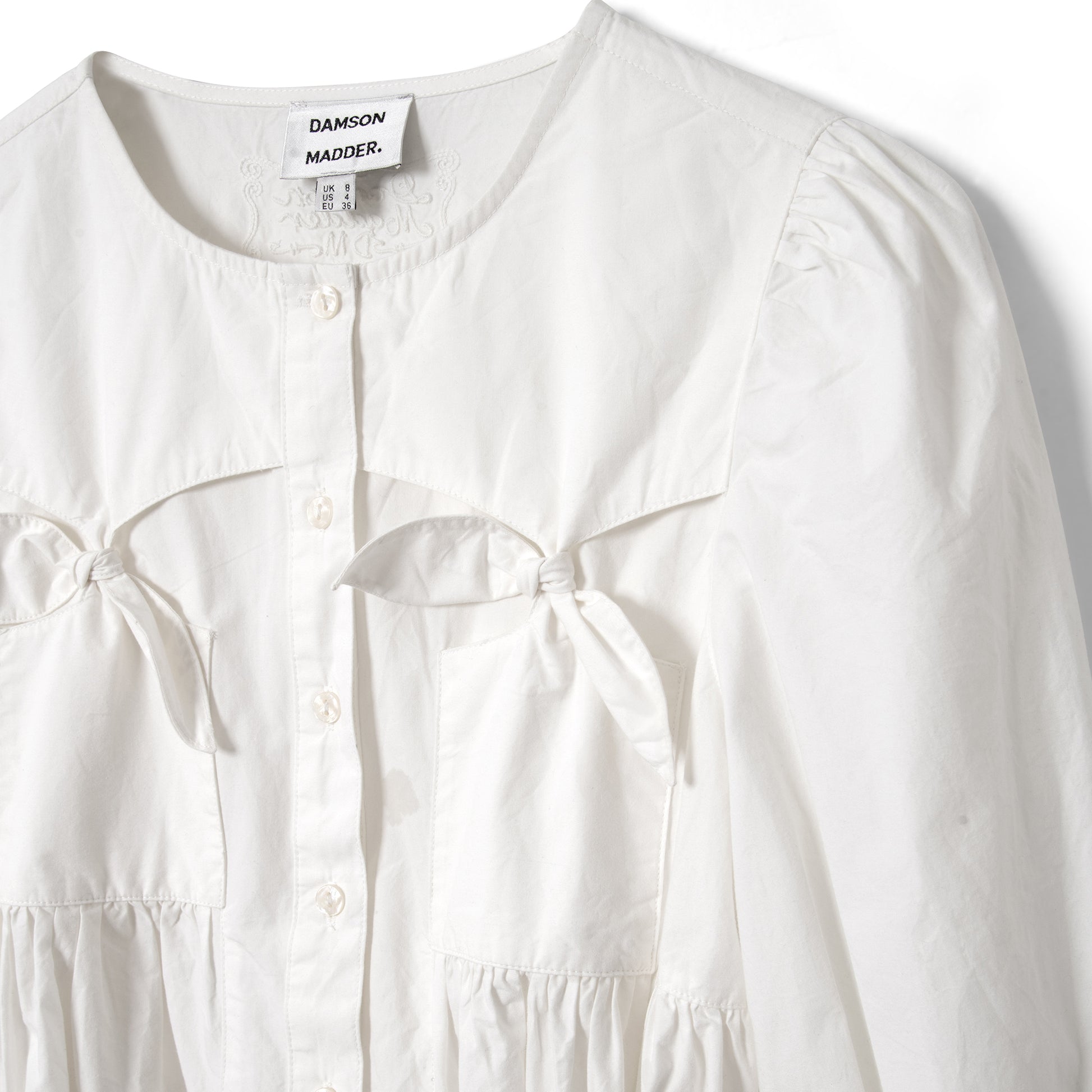 Damson Madder Lettie Bow Detail Blouse White