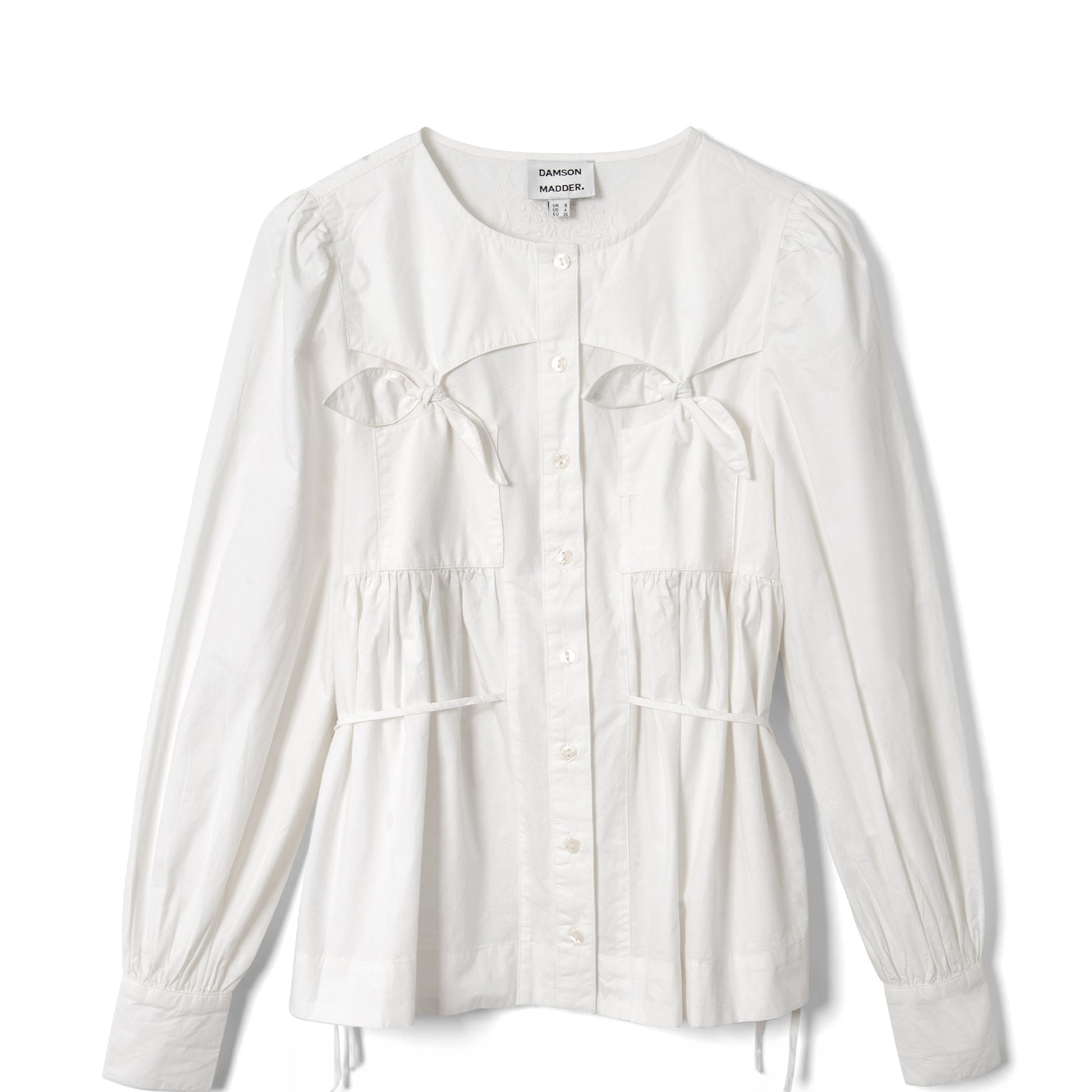 Damson Madder Lettie Bow Detail Blouse White