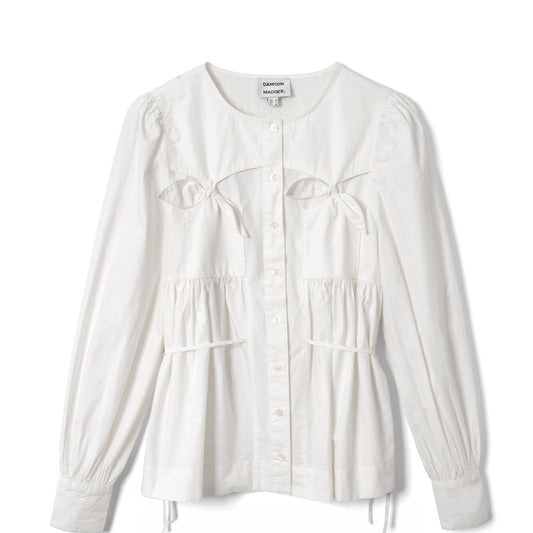 Damson Madder Lettie Bow Detail Blouse White