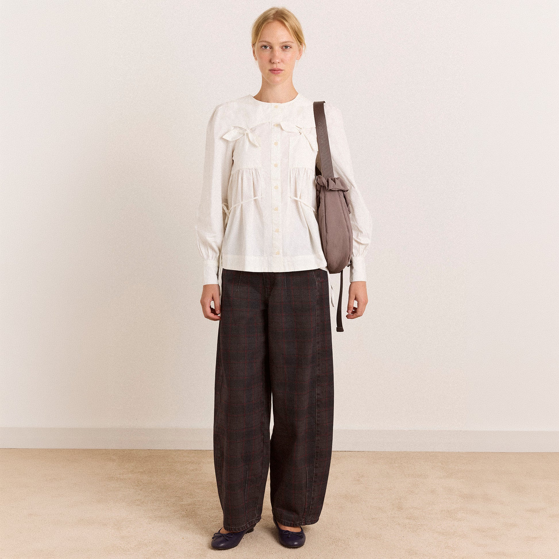 Damson Madder Lettie Bow Detail Blouse White