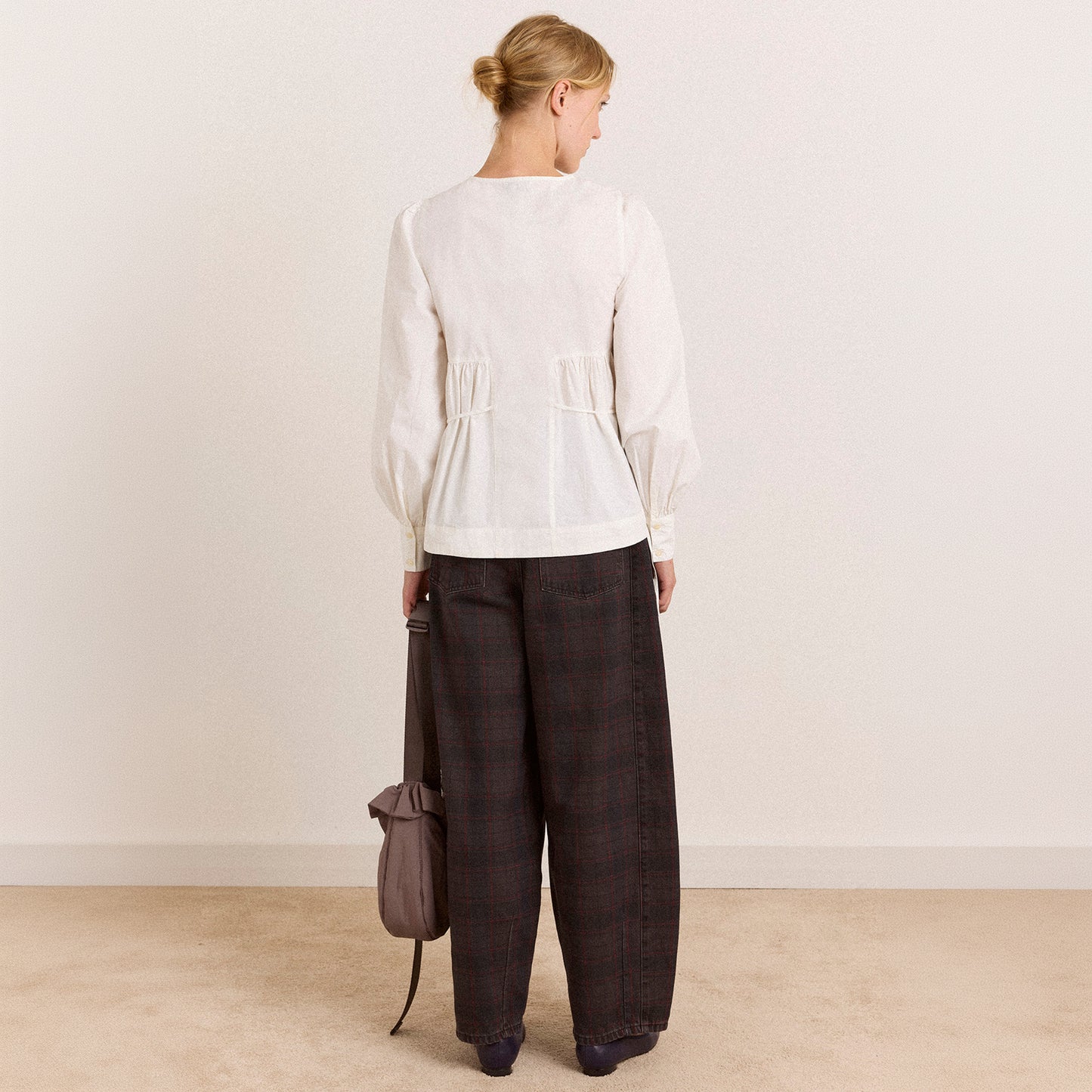 Damson Madder Lettie Bow Detail Blouse White