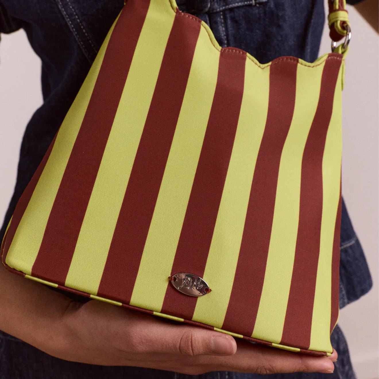 Damson Madder Lorelai Bag Avocado / Chocolate Stripe