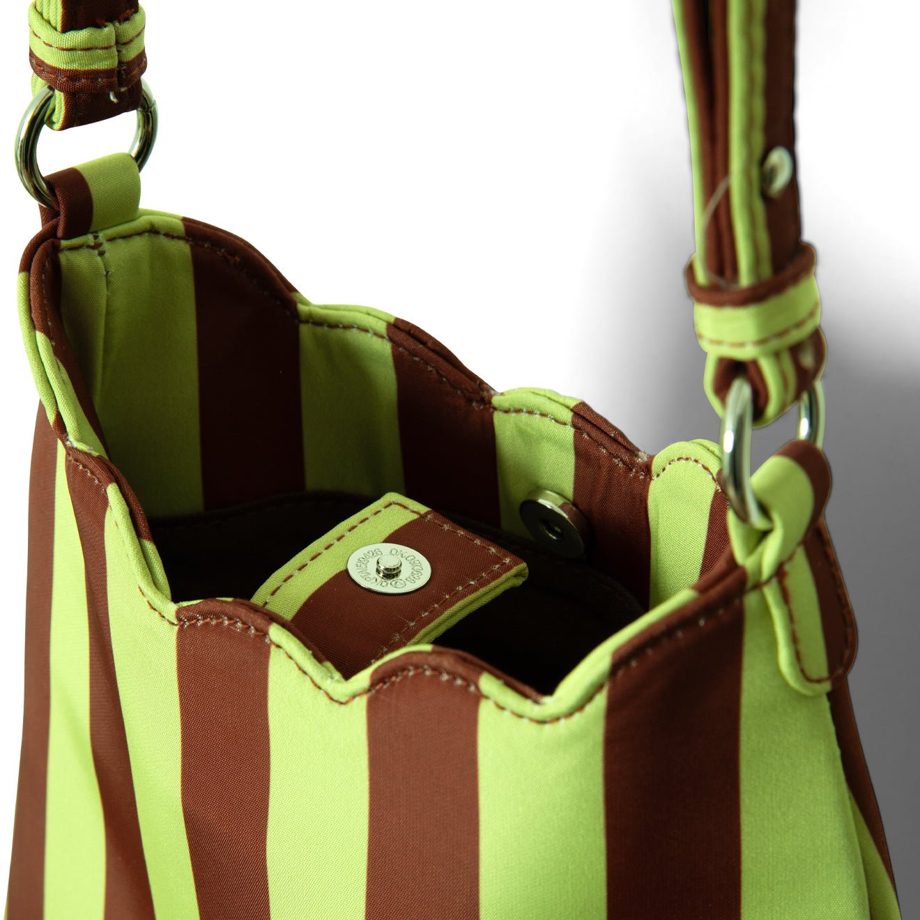 Damson Madder Lorelai Bag Avocado / Chocolate Stripe