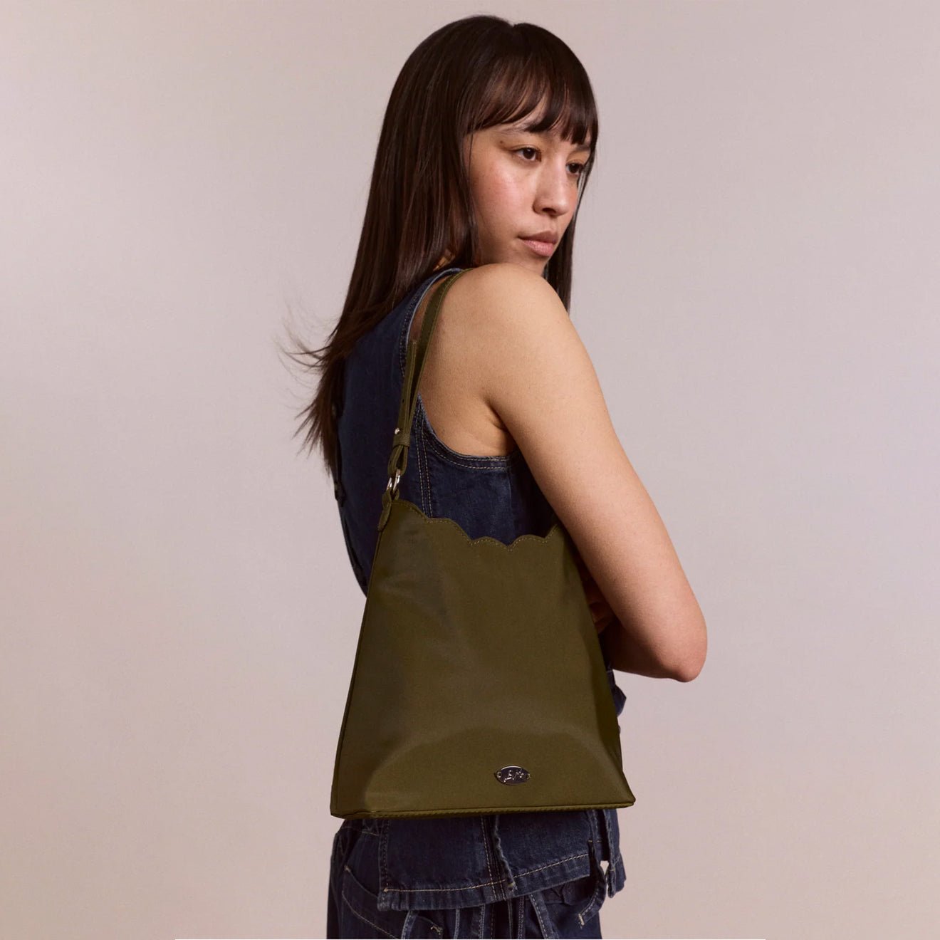 Damson Madder Lorelai Bag In Heavy Satin Olive