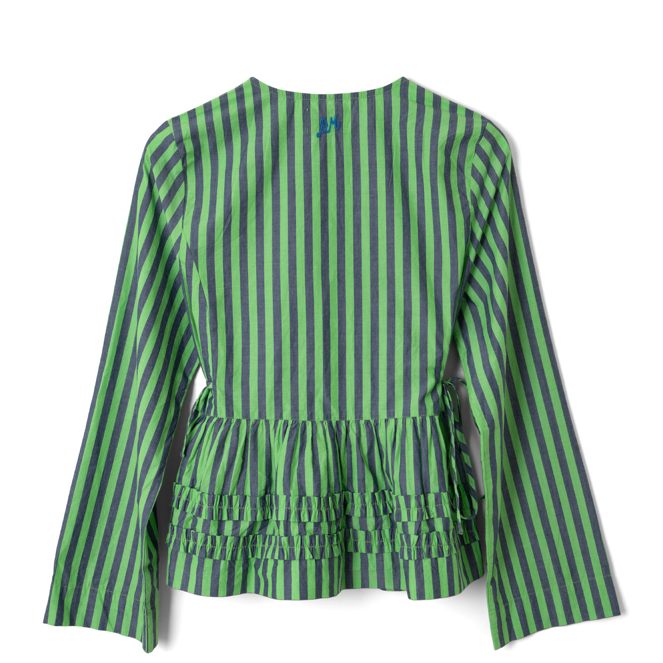 Damson Madder Madison Blouse Navy Pop Green Stripe
