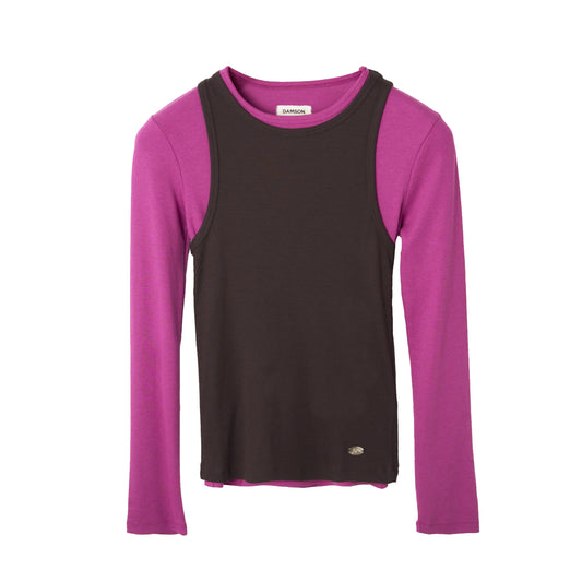 Damson Madder Manon Layered 2 In 1 L/S Top Choc / Magenta Multi