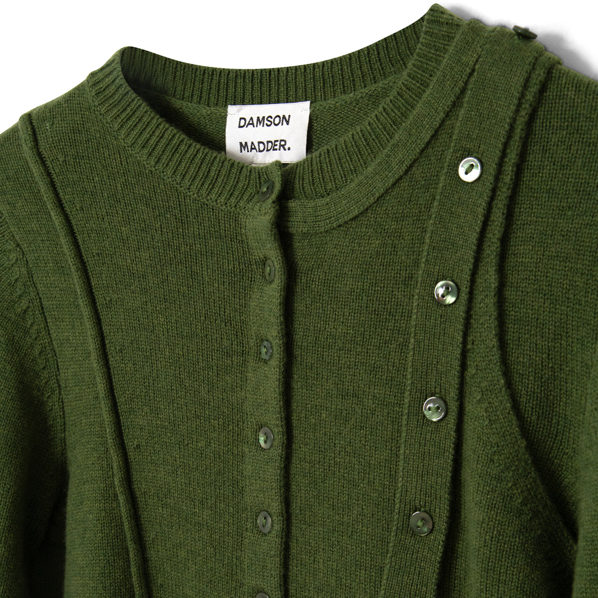 Damson Madder Marla Wool Cashmere Blend Cardigan Green
