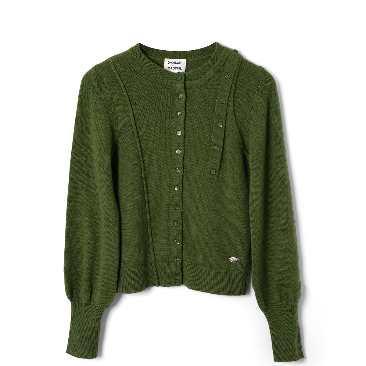 Damson Madder Marla Wool Cashmere Blend Cardigan Green