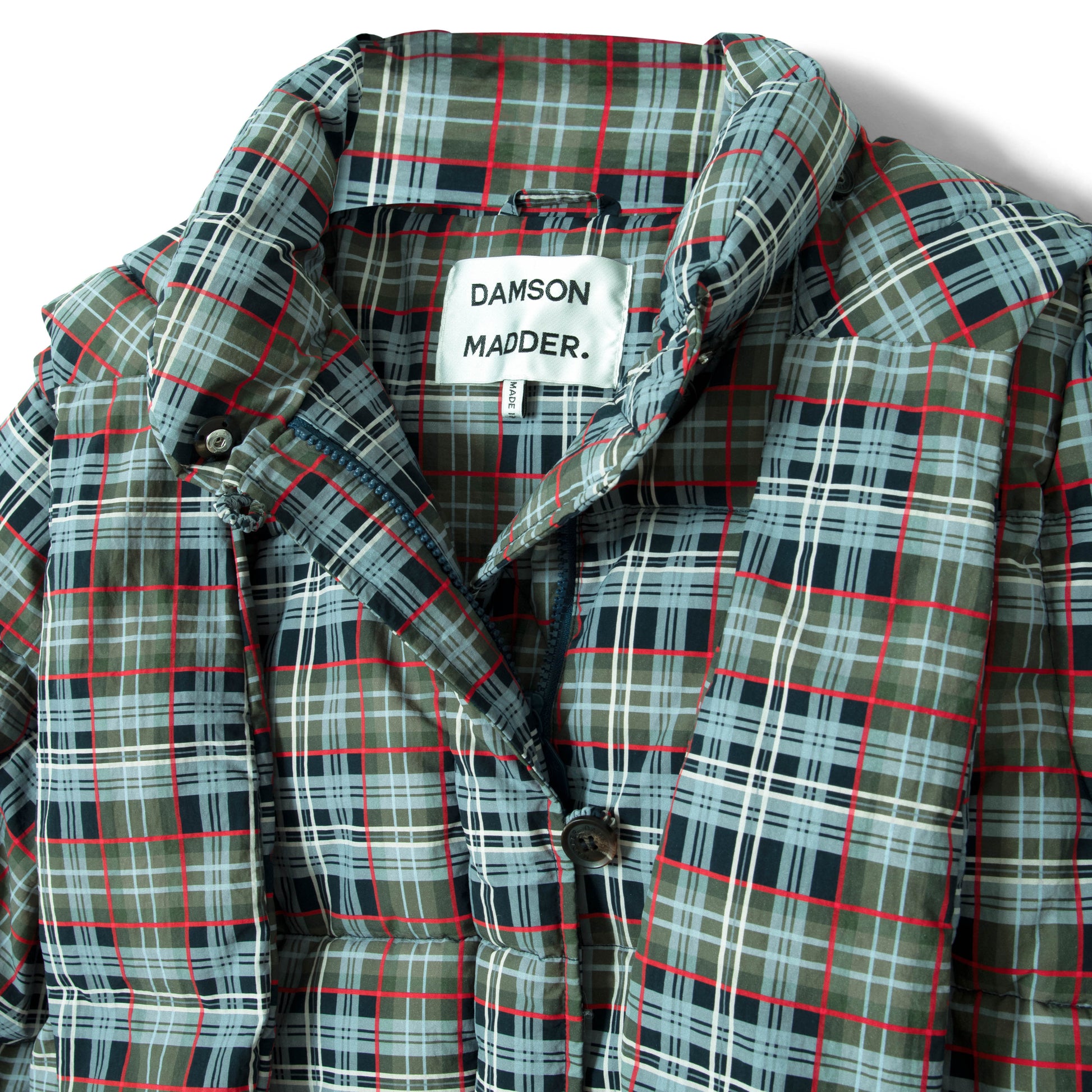 Damson Madder Pearl Hooded Puffer Multi Check - pam pam 