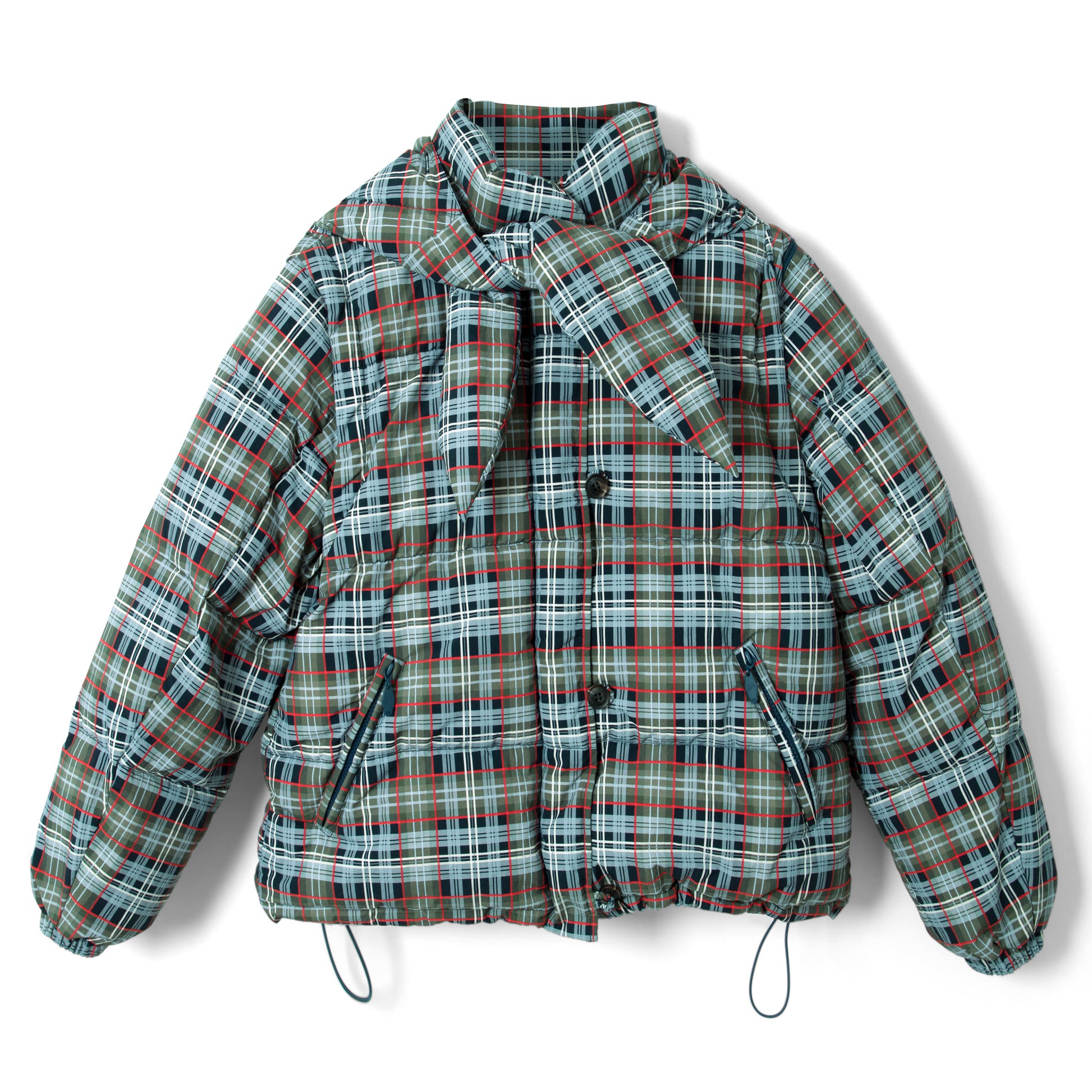 Damson Madder Pearl Hooded Puffer Multi Check - pam pam 