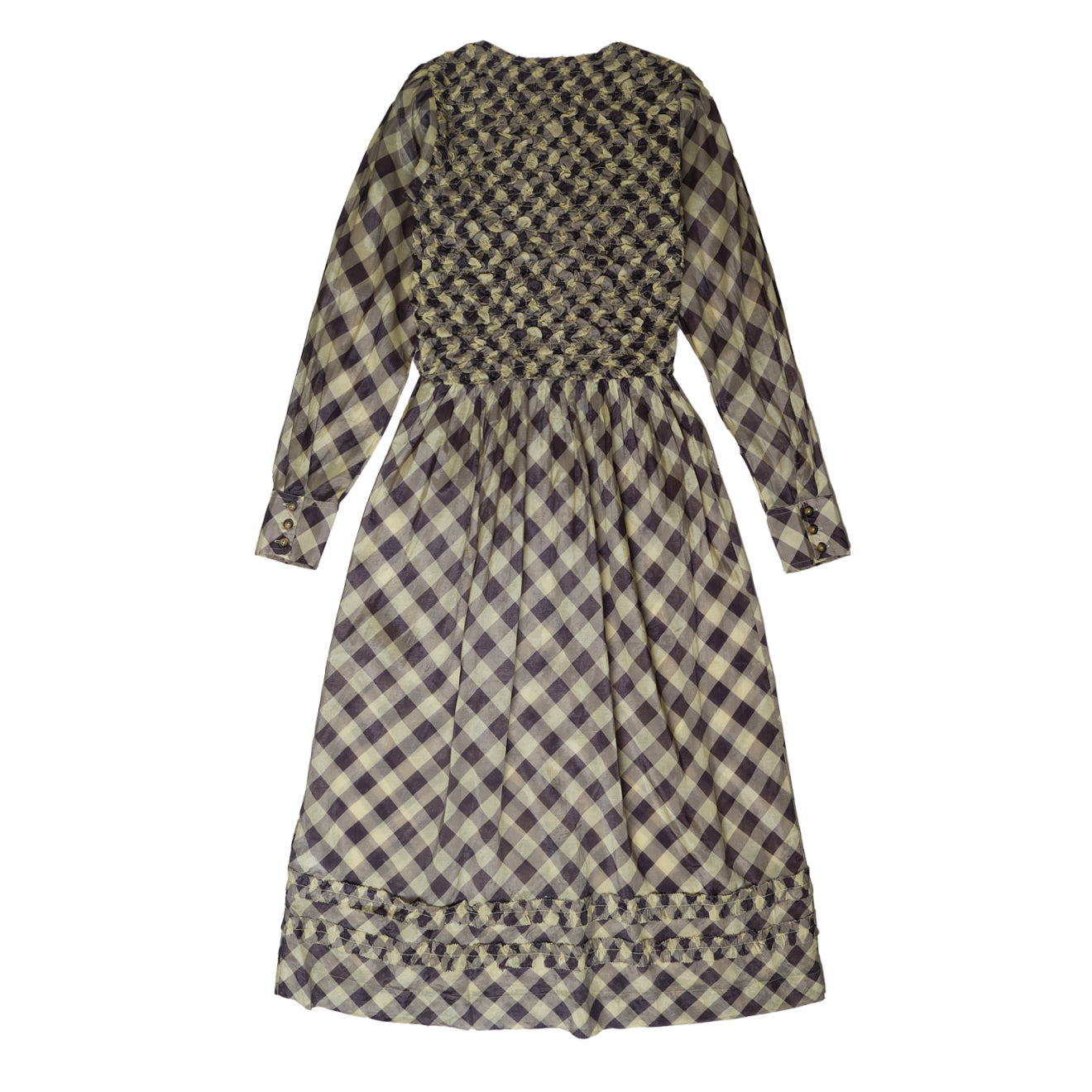 Damson Madder Posey Cardi Midi Dress Sheer Butter Gingham