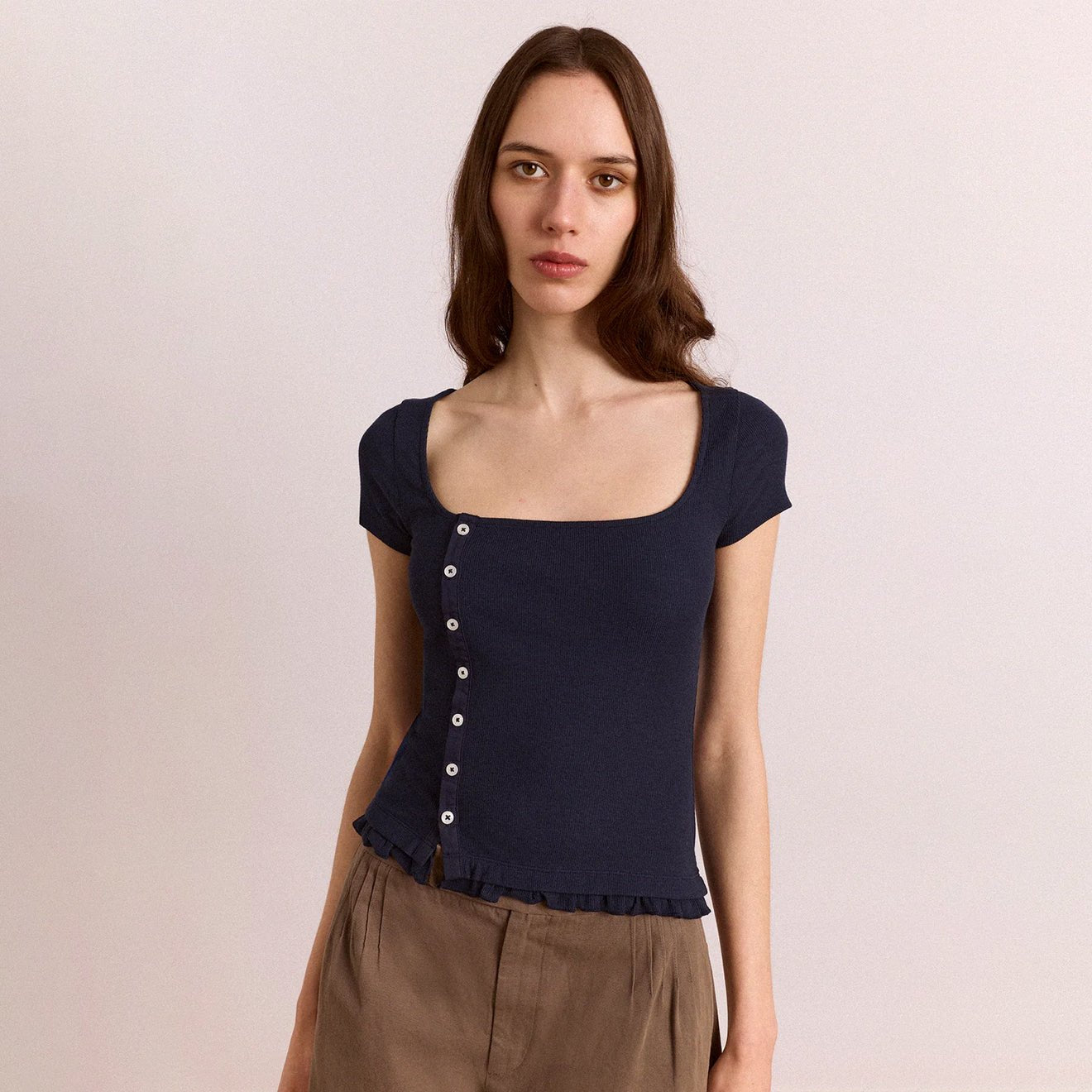 Damson Madder Posie Short Sleeve Top Navy