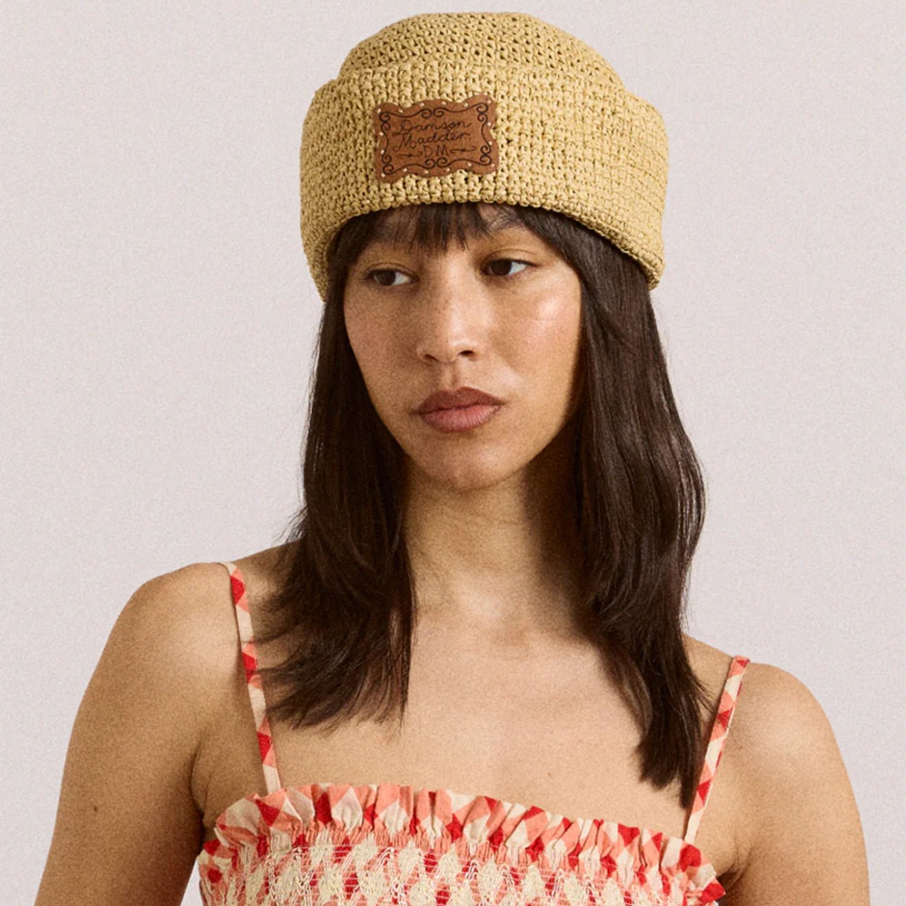 Damson Madder Raffia Sailor Hat Natural