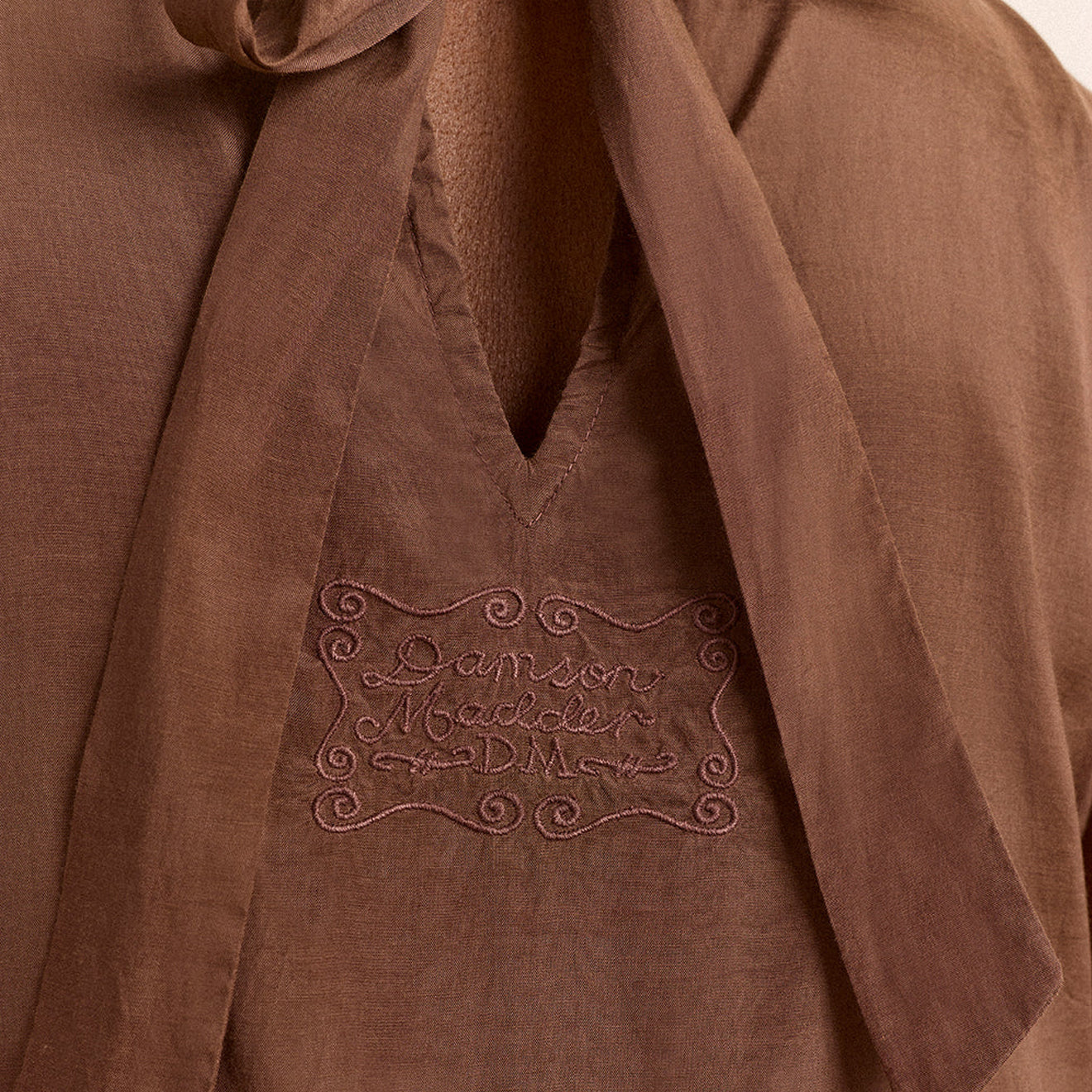 Damson Madder Reed Drop Waist Ruffle Midi Dress Sheer Choc