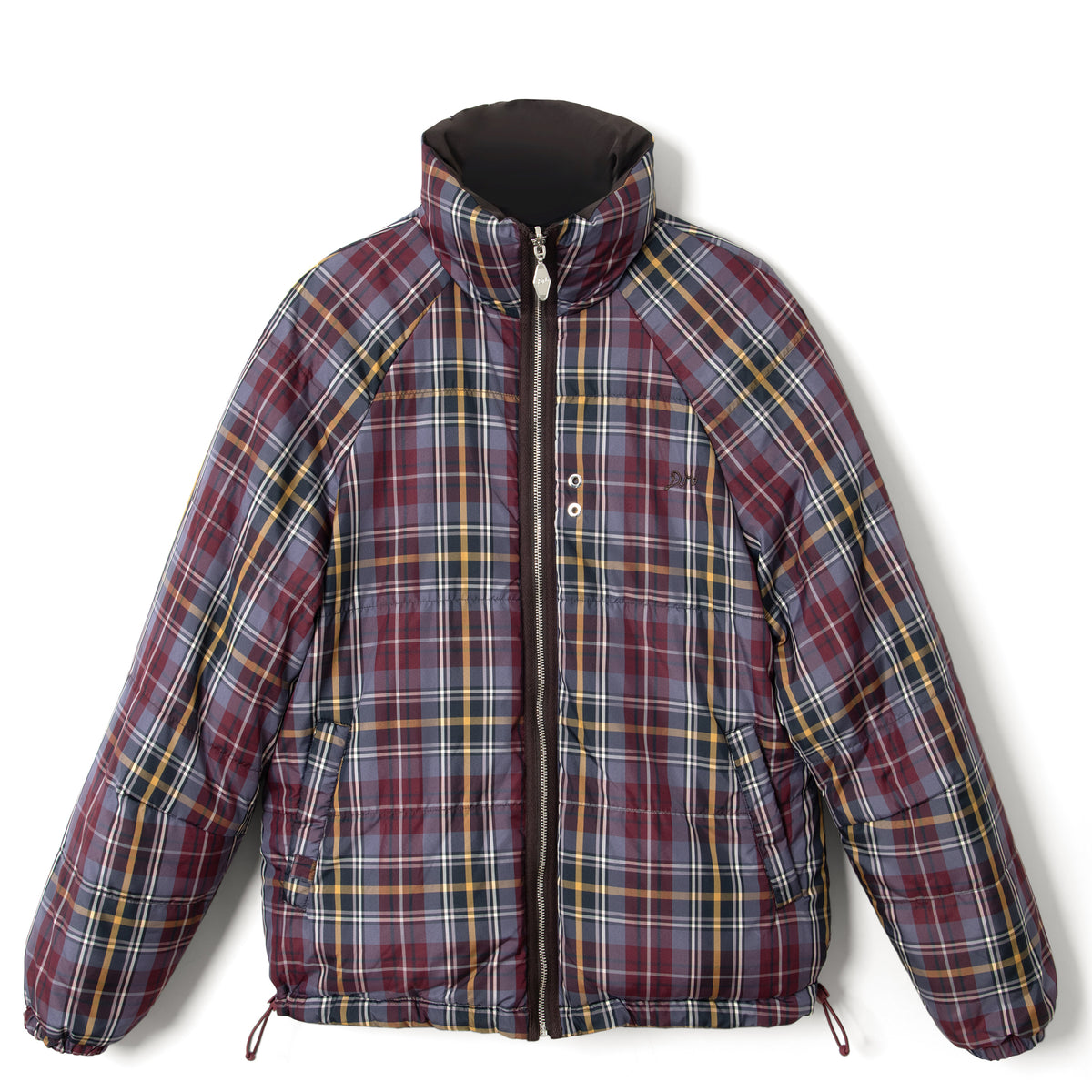 Damson Madder Reversible Opal Puffer Coat Check Plum