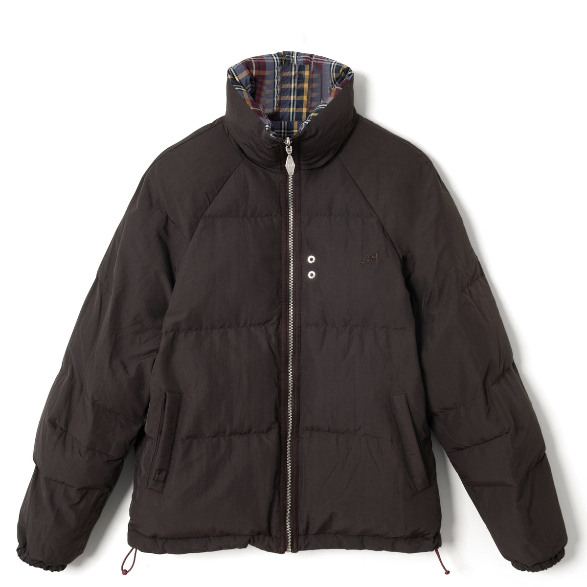 Damson Madder Reversible Opal Puffer Coat Check Plum