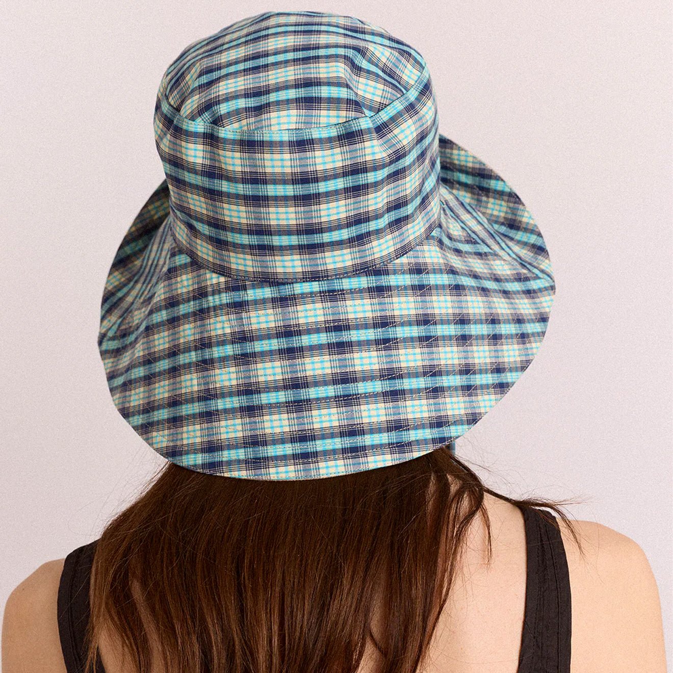 Damson Madder Reversible Sun Hat Tomboy Check & Stone