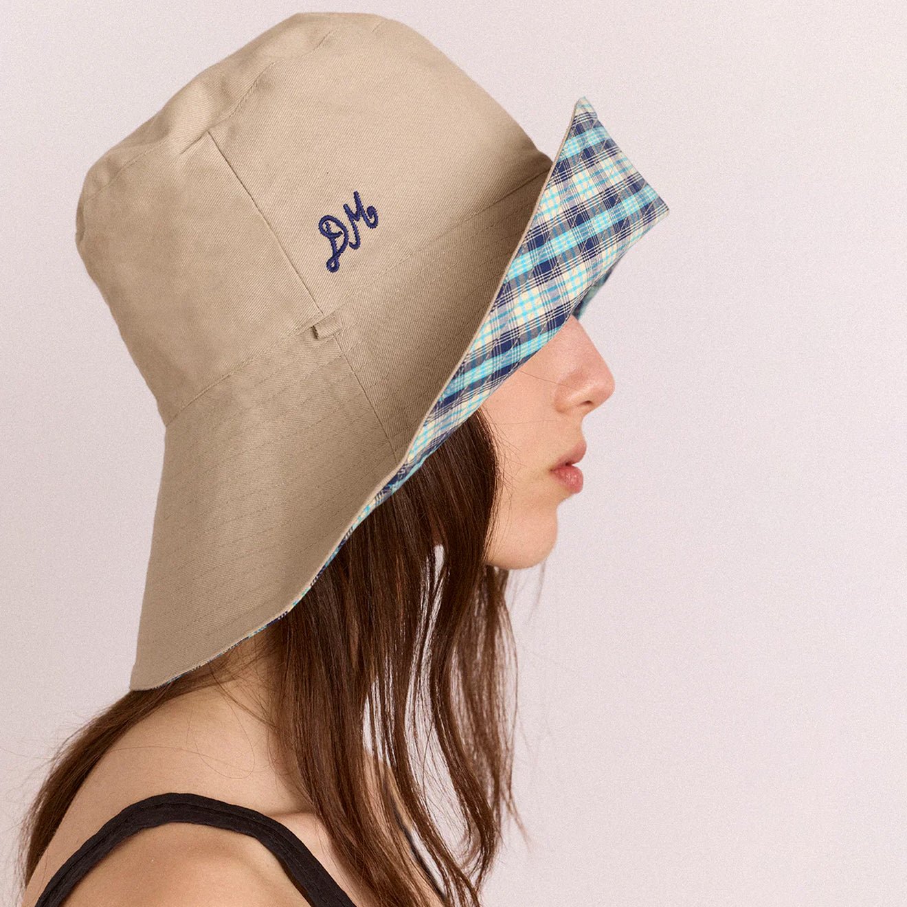 Damson Madder Reversible Sun Hat Tomboy Check & Stone