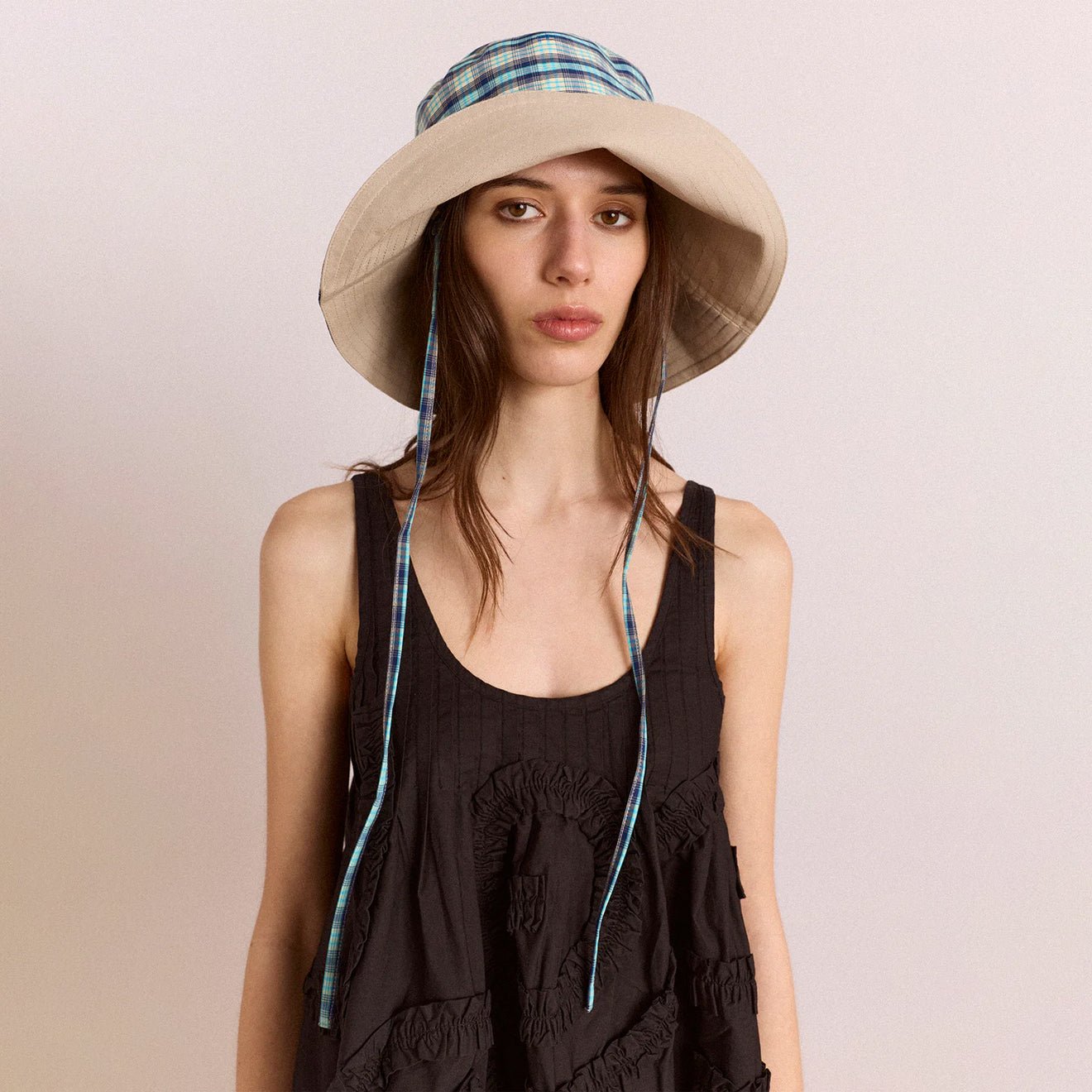 Damson Madder Reversible Sun Hat Tomboy Check & Stone