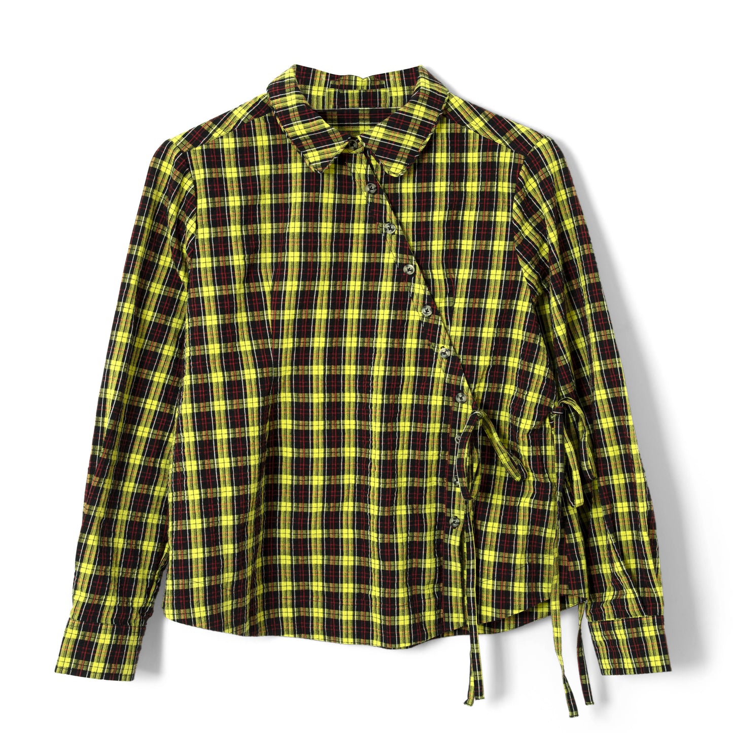 Damson Madder Robyn Shirt With Removable Tie Yellow Check - pam pam 