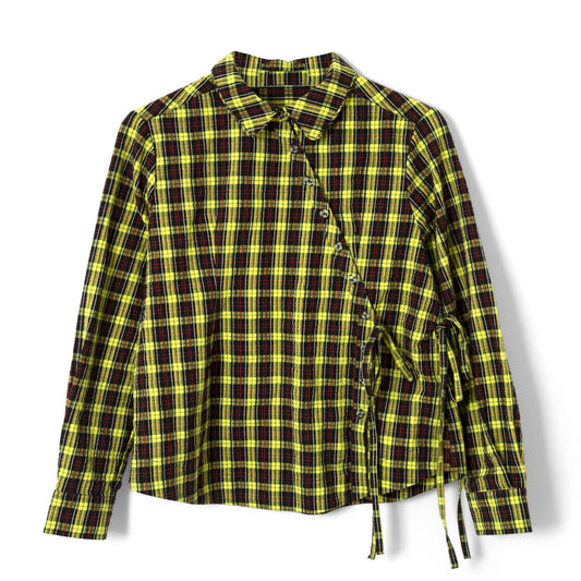 Damson Madder Robyn Shirt With Removable Tie Yellow Check - pam pam