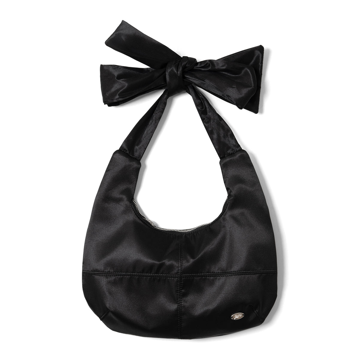 Damson Madder Roo Bow Tie Satin Bag Black